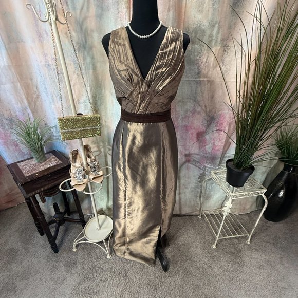 📌Unicat Gold Prom - Evening -Formal Dress w/ Long Slit! High-quality tailoring! - Picture 1 of 16